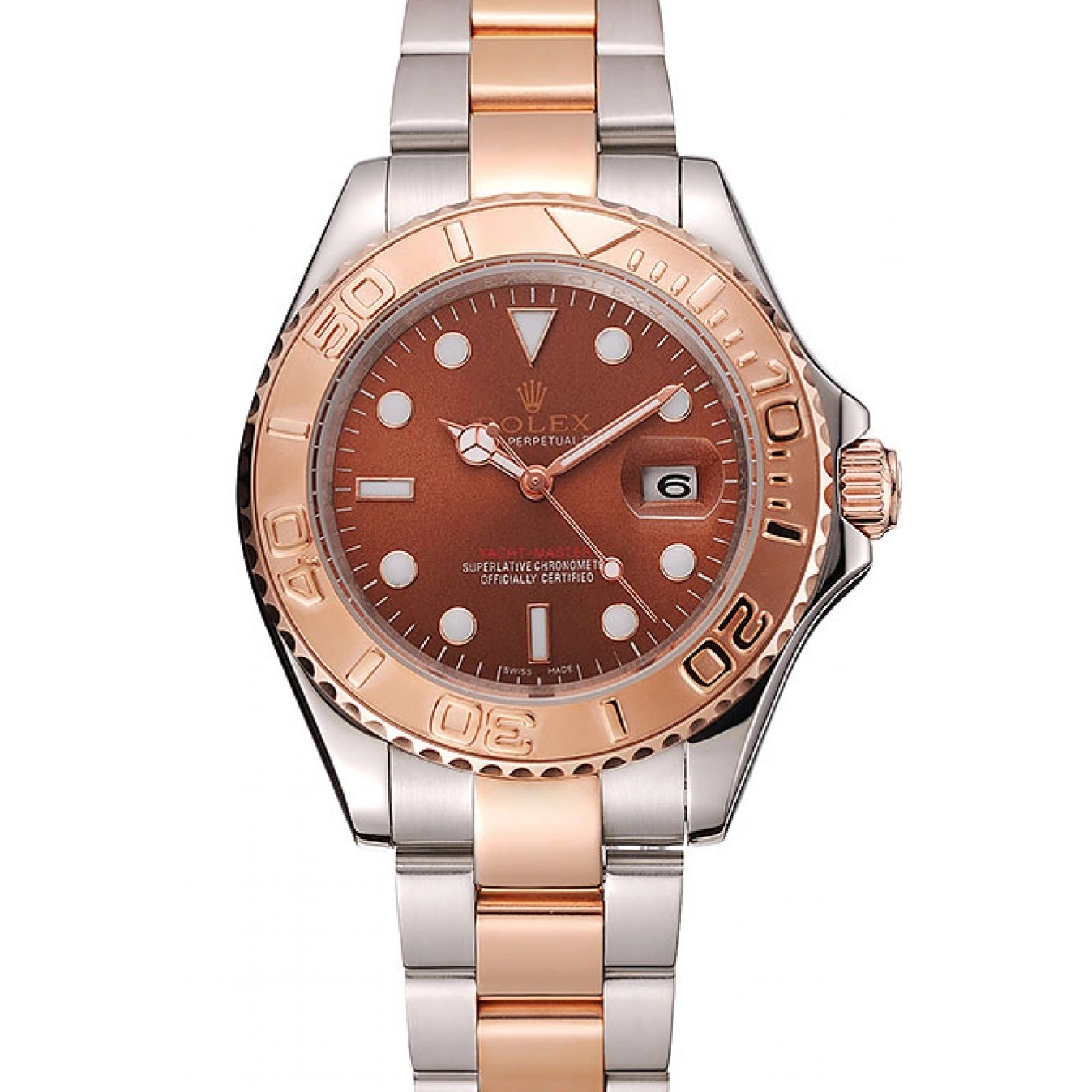 MiroTime 0712 Rolex Yacht Master Rose Gold Dial Two Tone Stainless Steel Bracelet 1453864